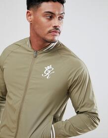 Обтягивающая спортивная куртка цвета хаки Gym King - Зеленый 1264159