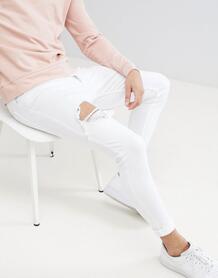 Белые супероблегающие джинсы с рваной отделкой Gym King - Белый 1264190