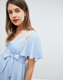 Топ с кружевной вставкой эксклюзивно для ASOS DESIGN Maternity - Синий Asos Maternity 1257784