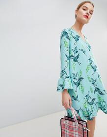Платье с заниженной талией и принтом птиц Essentiel Antwerp - Зеленый 1252464