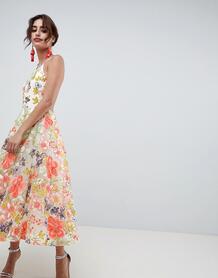 Платье миди для выпускного с цветочной вышивкой и халтером ASOS EDITIO ASOS Edition 1241260