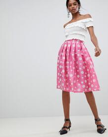 Плиссированная юбка для выпускного в горошек Liquorish - Розовый 1271249