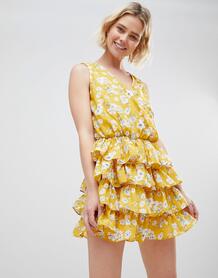 Желтое платье с цветочным принтом Unique 21 - Мульти UNIQUE21 1259268