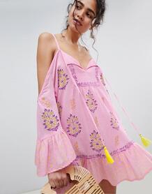 Пляжное платье с расклешенными рукавами South Beach - Фиолетовый 1201001