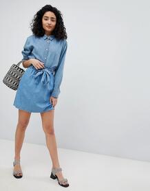 Джинсовая юбка с присборенным поясом New Look - Синий 1285858