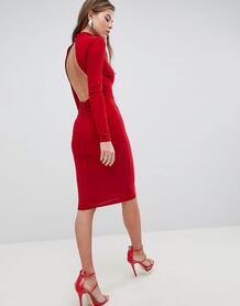 Платье миди с открытой спиной и высоким воротом Club L - Красный 1273930