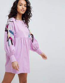 Платье мини с цветочным принтом Free People - Фиолетовый 1261997