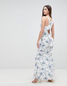 Платье макси с цветочным принтом и завязкой на спине Ax Paris - Белый 1227604