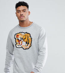 Свитшот с вышивкой тигра Just Junkies - Серый 1169696