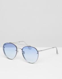 Круглые солнцезащитные очки с синими стеклами омбре 7x - Серебряный 1220603