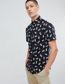 Черная рубашка классического кроя с принтом ананасов New Look - Черный 1296693