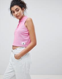 Кроп-топ без рукавов с воротником-поло Calvin Klein Jeans - Розовый 1242026