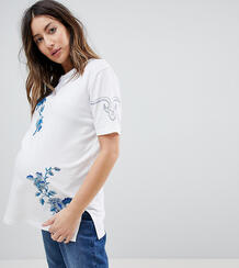 Футболка с цветочной вышивкой ASOS Maternity - Белый 1229983