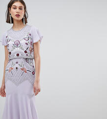 Платье миди со сплошной вышивкой с бисером Frock And Frill 1262421