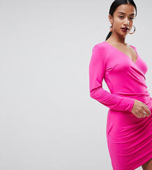 Платье миди с длинными рукавами Flounce London Petite - Розовый 1245877