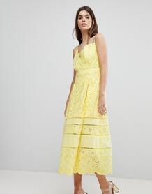 Кружевное платье миди Three Floor - Желтый 1203907