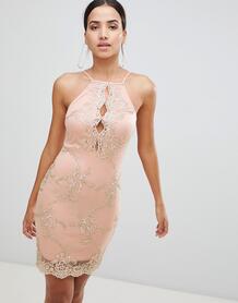 Облегающее платье с кружевом AX Paris - Розовый 1254571