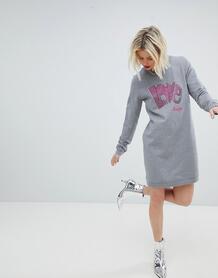 Трикотажное платье с логотипом из пайеток Love Moschino - Серый 1252614