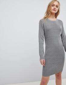 Трикотажное платье в рубчик Blend She Mila - Серый 1217356