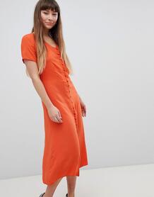 Чайное платье миди на пуговицах New Look - Оранжевый 1290546
