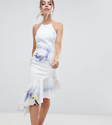 Платье миди с абстрактным принтом, американской проймой и баской ASOS Asos Petite 1248978