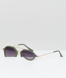 Круглые солнцезащитные очки в оправе оливкового цвета с золотистой пла AJ Morgan 1248155