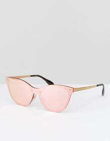 Розовые солнцезащитные очки кошачий глаз с плоскими стеклами ray ban 1086388