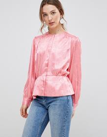Атласная блузка на пуговицах mByM - Розовый 1245048
