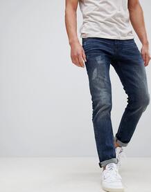 Состаренные джинсы узкого кроя Tom Tailor - Синий 1220065