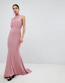 Платье макси с халтером и юбкой годе Club L Bridesmaid - Розовый 1273937