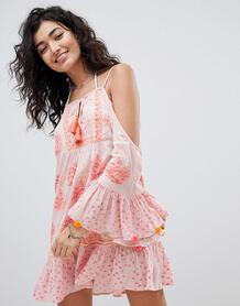 Пляжное платье с расклешенными рукавами South Beach - Розовый 1201002