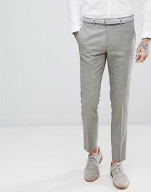 Серо-коричневые фактурные эластичные брюки скинни Harry Brown Wedding 1193459