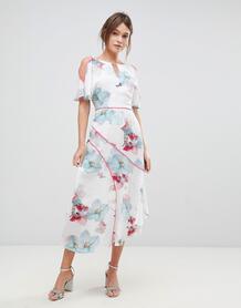 Платье с цветочным принтом и асимметричным подолом Coast - Белый 1237933