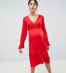 Платье с запахом и оборками ASOS DESIGN Maternity - Красный ASOS Maternity - Nursing 1230695