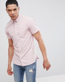 Розовая поплиновая рубашка узкого кроя с короткими рукавами Boss Boss Orange 1204914