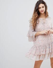 Платье с оборками и цветочным принтом Crescent - Розовый 1188660