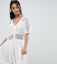 Чайное платье мини с кружевными вставками ASOS DESIGN Petite - Белый Asos Petite 1256111