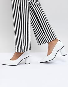 Кожаные туфли-лодочки на круглом каблуке Selected Femme - Белый 1242950