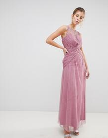 Платье макси с декоративным узлом на талии Little Mistress - Розовый 1235414