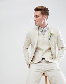Супероблегающий пиджак ASOS Wedding - Светло-бежевый ASOS DESIGN 1161794