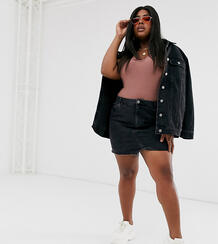 Черная выбеленная джинсовая мини-юбка ASOS DESIGN Curve - Черный Asos Curve 1146793