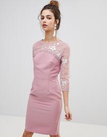 Облегающее платье с вышивкой Little Mistress - Розовый 1235364