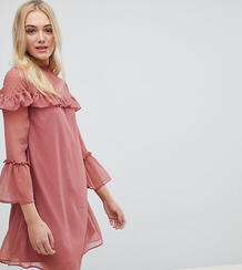 Шифоновое платье с оборками Influence Tall - Розовый 1189935