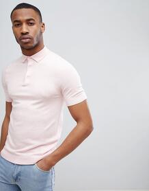 Розовая обтягивающая футболка-поло New Look - Розовый 1264498