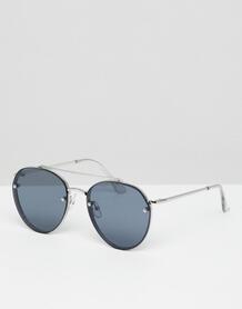Круглые солнцезащитные очки с черными стеклами омбре 7x - Серебряный 1220596
