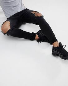 Супероблегающие черные выбеленные джинсы Hoxton Denim - Черный 1176564