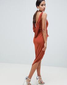 Платье миди с кружевной вставкой и драпировкой на спине ASOS DESIGN 1263576