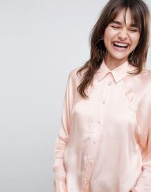 Атласная рубашка в стиле вестерн ASOS WHITE - Розовый 1223687