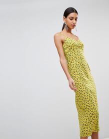 Платье-комбинация миди с цветочным принтом Fashion Union - Желтый 1221454