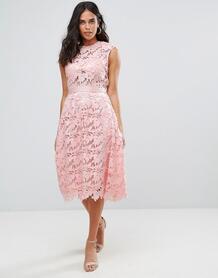 Кружевное платье миди Forever Unique - Розовый 1130468